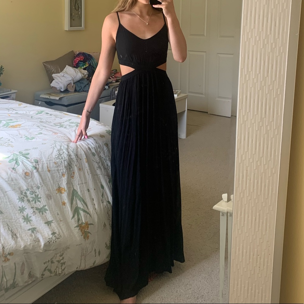 AERIE Long Black Cutout Maxi Dress